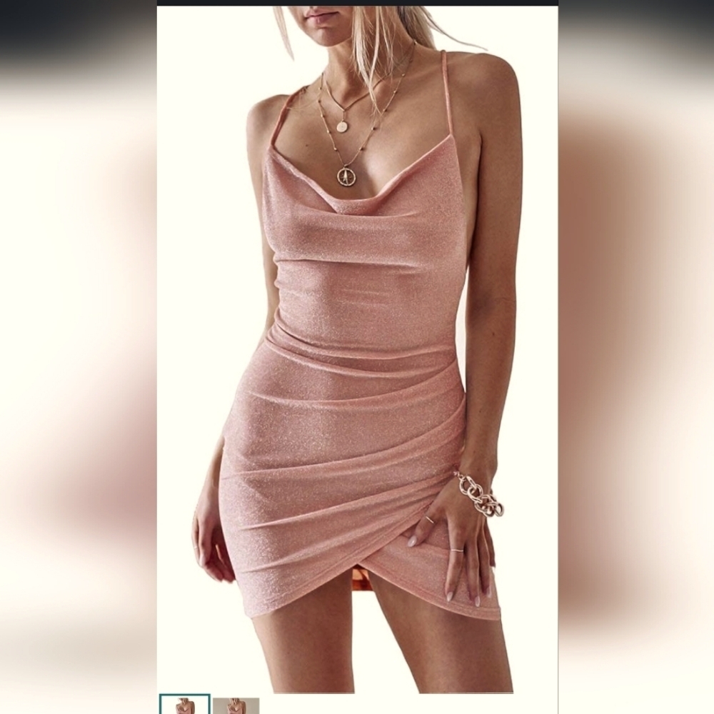 Elegant Pink Draped Dress